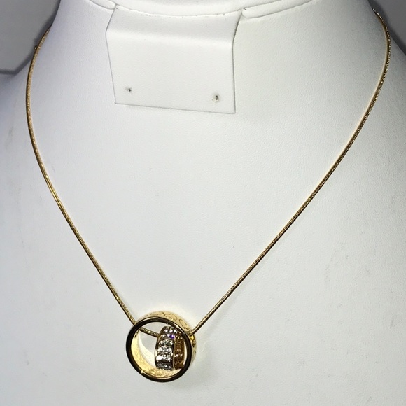 Adornmonde heart necklace/ pendant/ rhinestones, gold tone - Picture 1 of 10